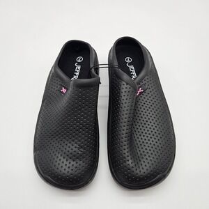 JEFFRICO Black Perforated Slip On Clogs Mules‎ Shoes Size 7